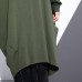 Fashion army green long coat oversize O neck asymmetrical design outwear Fashion zippered coats