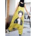 yellow casual prints strap pants plus size women jumpsuit pants